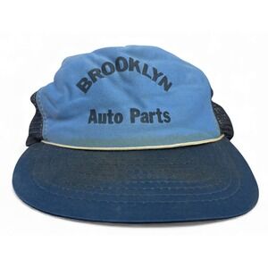 Vintage Brooklyn Auto Parts Mesh Trucker Hat Adult Blue New York 70s 80s